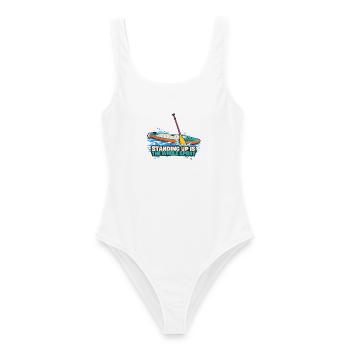 Stand Up Paddling: Ganzheitssport - Frauen Badeanzug - Weiß - Vorne - AI Model Female 172 dark (172cm)