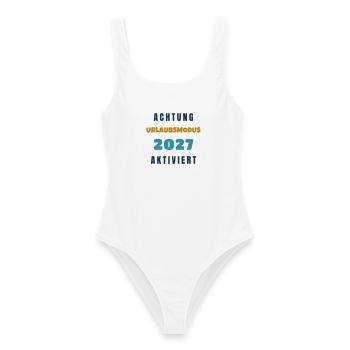 Urlaubsmodus 2027 Aktiviert Spruch Geschenk - Frauen Badeanzug - Weiß - Vorne - AI Model Female 172 dark (172cm)