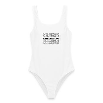 I AM JANE DOE Stand With Women Support-Muster - Frauen Badeanzug - Weiß - Vorne - AI Model Female 172 dark (172cm)