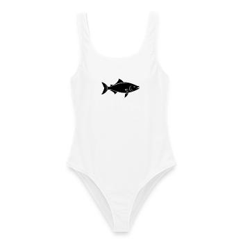 Sockeye-Lachs - Frauen Badeanzug - Weiß - Vorne - AI Model Female 172 dark (172cm)