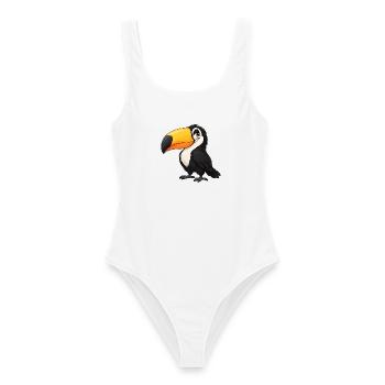 Toucan Vogel Paradiesvogel Cartoon süß - Frauen Badeanzug - Weiß - Vorne - AI Model Female 172 dark (172cm)