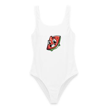 Frech-fröhliche Wassermelonen Scheibe - Frauen Badeanzug - Weiß - Vorne - AI Model Female 172 dark (172cm)
