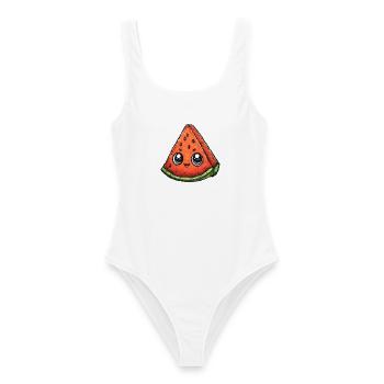 Kawaii Wassermelonen Slice - Frauen Badeanzug - Weiß - Vorne - AI Model Female 172 dark (172cm)