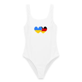 Ukraine Deutschland Freundschaft  - Frauen Badeanzug - Weiß - Vorne - AI Model Female 172 dark (172cm)