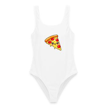 Kawaii Pizza Slice Cartoon - Frauen Badeanzug - Weiß - Vorne - AI Model Female 172 dark (172cm)