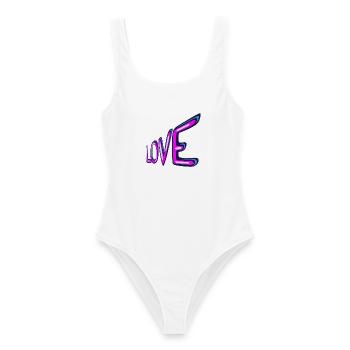 Liebe Neon-Schriftzug - Frauen Badeanzug - Weiß - Vorne - AI Model Female 172 dark (172cm)