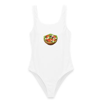 Frischer Tomaten Salat Cartoon - Frauen Badeanzug - Weiß - Vorne - AI Model Female 172 dark (172cm)