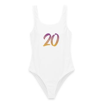 20 - Frauen Badeanzug - Weiß - Vorne - AI Model Female 172 dark (172cm)