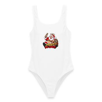 Prost Du Sack- Weihnachtsmann-Nikolaus Bier Design - Frauen Badeanzug - Weiß - Vorne - AI Model Female 172 dark (172cm)
