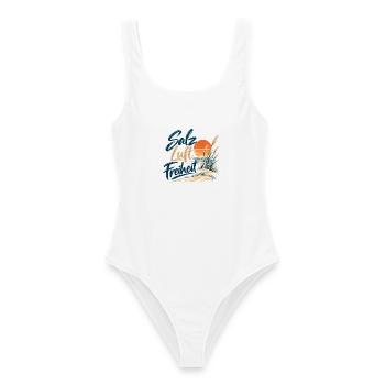 Salzluft Freiheit am Strand - Frauen Badeanzug - Weiß - Vorne - AI Model Female 172 dark (172cm)