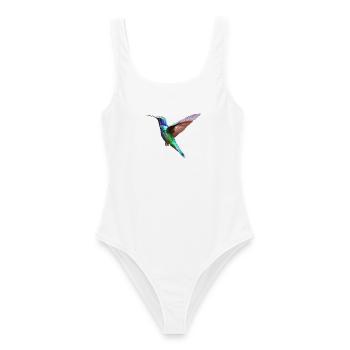 Kolibri – Vogelillustration - Frauen Badeanzug - Weiß - Vorne - AI Model Female 172 dark (172cm)