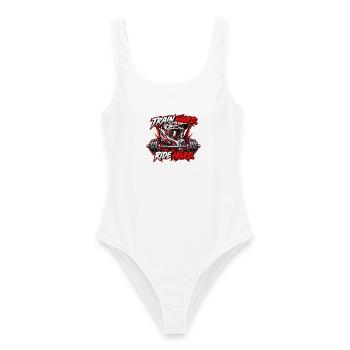 Train Hard Ride Hard: Motocross & Fitness Lifestyl - Frauen Badeanzug - Weiß - Vorne - AI Model Female 172 dark (172cm)