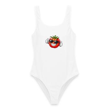 Coole Tomate Vegan Vegetarisch Cartoon - Frauen Badeanzug - Weiß - Vorne - AI Model Female 172 dark (172cm)