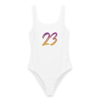 23 - Frauen Badeanzug - Weiß - Vorne - AI Model Female 172 dark (172cm)