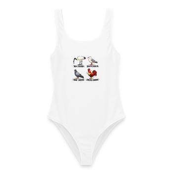 Funny Bin Huhn Australischer Ibis Vogelliebhaber Kunst - Frauen Badeanzug - Weiß - Vorne - AI Model Female 172 dark (172cm)