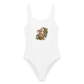 Zarter Koala zwischen Ästen und Blättern - Frauen Badeanzug - Weiß - Vorne - AI Model Female 172 dark (172cm)
