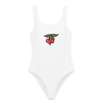 Cherries Aquarell Duo - Frauen Badeanzug - Weiß - Vorne - AI Model Female 172 dark (172cm)