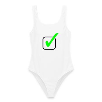 Neon-Grüner Haken Print - Frauen Badeanzug - Weiß - Vorne - AI Model Female 172 dark (172cm)