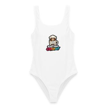 Kurz vorm Crashout Kaffee Tasse gestresst Shirt - Frauen Badeanzug - Weiß - Vorne - AI Model Female 172 dark (172cm)