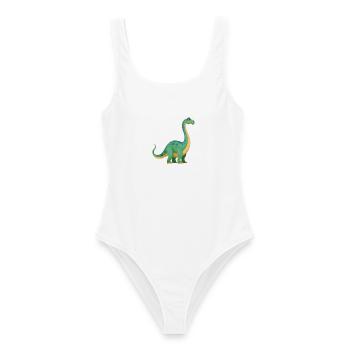 Dinosaurier Brontosaurus - Frauen Badeanzug - Weiß - Vorne - AI Model Female 172 dark (172cm)