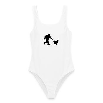 Bigfoot Huhn Humor - Frauen Badeanzug - Weiß - Vorne - AI Model Female 172 dark (172cm)