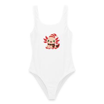 Axolotl Weihnachtsmuetze Icon - Frauen Badeanzug - Weiß - Vorne - AI Model Female 172 dark (172cm)