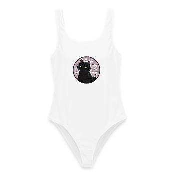 Kleine Katze Große Attitüde - Frauen Badeanzug - Weiß - Vorne - AI Model Female 172 dark (172cm)