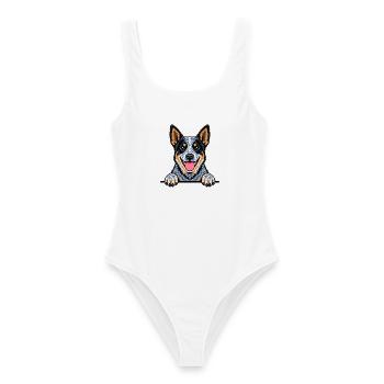 Australian Cattle Dog - Frauen Badeanzug - Weiß - Vorne - AI Model Female 172 dark (172cm)