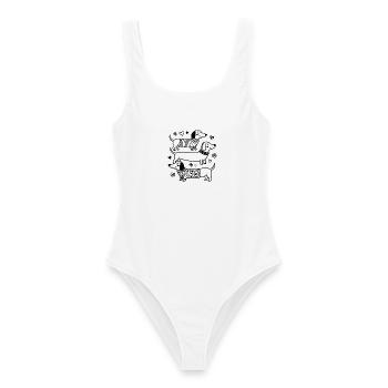 Dackel Hunde Dackelliebe Kinder T-Shirt - Frauen Badeanzug - Weiß - Vorne - AI Model Female 172 dark (172cm)