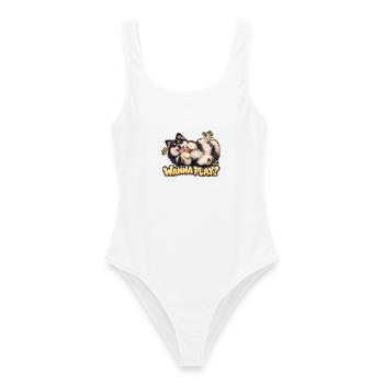 Finnischer Lapphund – möchtest du spielen? - Frauen Badeanzug - Weiß - Vorne - AI Model Female 172 dark (172cm)