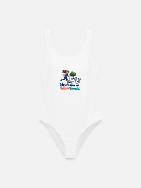 Joggerin auf kleiner Runde - Frauen Badeanzug - Weiß