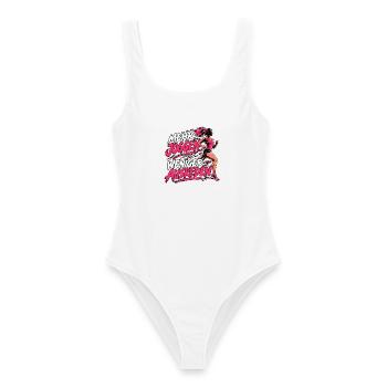 Mehr Joggen, weniger Ausreden - Frauen Badeanzug - Weiß - Vorne - AI Model Female 172 dark (172cm)