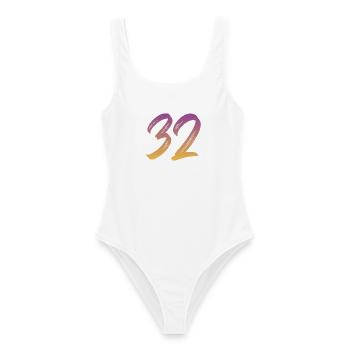 32 - Frauen Badeanzug - Weiß - Vorne - AI Model Female 172 dark (172cm)