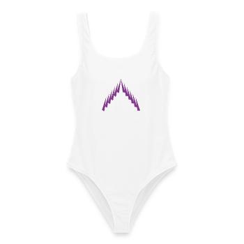 Purple Peak Geomuster - Frauen Badeanzug - Weiß - Vorne - AI Model Female 172 dark (172cm)