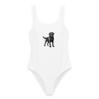 Labrador Retriever – Schwarz Weiß Aquarell - Frauen Badeanzug - Weiß - Vorne - AI Model Female 172 dark (172cm)