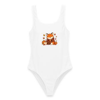 Süßer Fuchs mit Tee Gemütliches Herbst Design - Frauen Badeanzug - Weiß - Vorne - AI Model Female 172 dark (172cm)