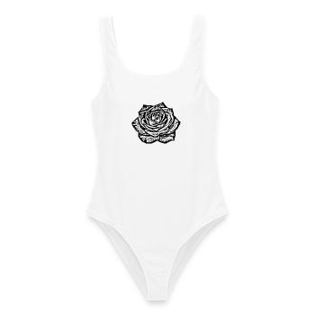  Rose Blüte Blume schwarz Rosenblüte Geschenk  - Frauen Badeanzug - Weiß - Vorne - AI Model Female 172 dark (172cm)