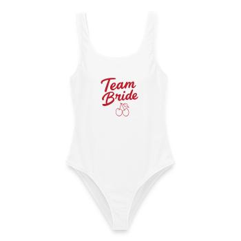 Team Bride Kirsche  - Frauen Badeanzug - Weiß - Vorne - AI Model Female 172 dark (172cm)