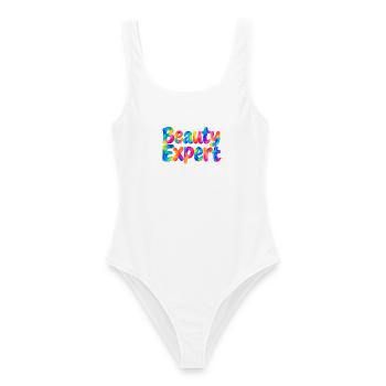Beauty Expert – Bunter Spruch für Beautyfans - Frauen Badeanzug - Weiß - Vorne - AI Model Female 172 dark (172cm)