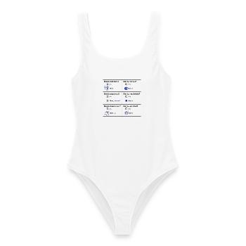 Psychotest Fragebogen Ja Nein - Frauen Badeanzug - Weiß - Vorne - AI Model Female 172 dark (172cm)