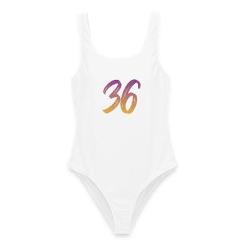 36 - Frauen Badeanzug - Weiß - Vorne - AI Model Female 172 dark (172cm)