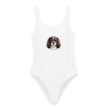 King Charles Spaniel Hundekopf - Frauen Badeanzug - Weiß - Vorne - AI Model Female 172 dark (172cm)