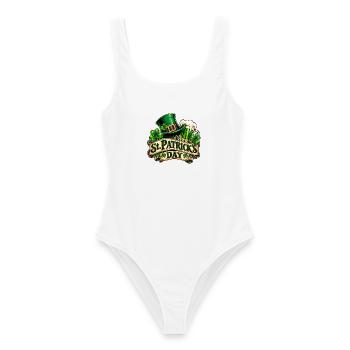 St Patrick's Day – Kleeblatt & Bier - Frauen Badeanzug - Weiß - Vorne - AI Model Female 172 dark (172cm)