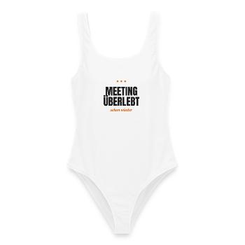 Meeting überlebt – schon wieder - Frauen Badeanzug - Weiß - Vorne - AI Model Female 172 dark (172cm)
