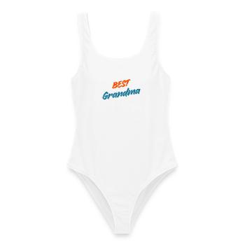 Beste Oma aller Zeiten – Retro Orange & Blue Typografie - Frauen Badeanzug - Weiß - Vorne - AI Model Female 172 dark (172cm)