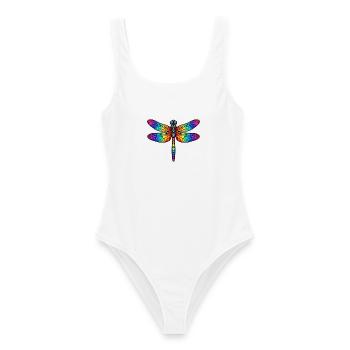 Formulierung: Buntglas Regenbogen Insekt Kunst T-Shirt - Frauen Badeanzug - Weiß - Vorne - AI Model Female 172 dark (172cm)
