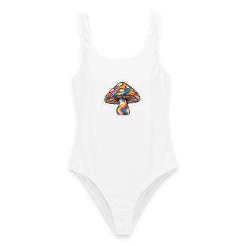 Psychedelischer Regenbogenpilz - Frauen Badeanzug - Weiß - Vorne - AI Model Female 172 dark (172cm)