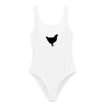 Huhn - Frauen Badeanzug - Weiß - Vorne - AI Model Female 172 dark (172cm)