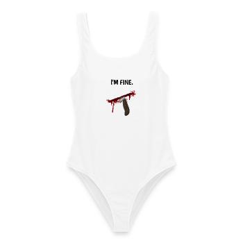 I'm fine - Messer mit Blutspritzern - Frauen Badeanzug - Weiß - Vorne - AI Model Female 172 dark (172cm)