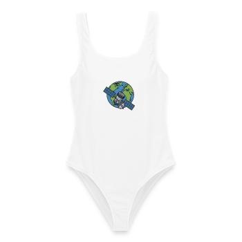 Satellit Orbit Erde Weltraum Sci-Fi Vektor Shirt - Frauen Badeanzug - Weiß - Vorne - AI Model Female 172 dark (172cm)